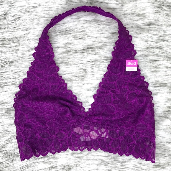🔥SALE🔥VS PINK Unlined Lace Halter Bralette - Picture 6 of 8